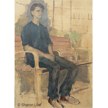 Seated study for The Poet (Ivor Duncan) - Oil sketch on paper by Sharon Low
