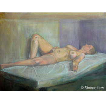 Reclining Nude - Oil on linen by Sharon Low