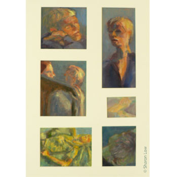 Six Small paintings (I) - Oil on paper by Sharon Low
