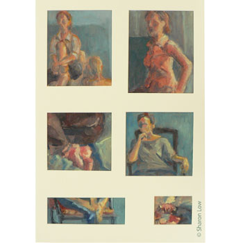 Six Small paintings (II) - Oil on paper by Sharon Low