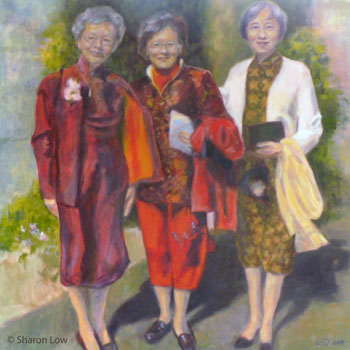 Three Sisters (Mother and Her Sisters) - Oil on canvas by Sharon Low