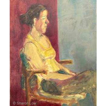Yellow vest (Florencia) - Oil sketch on paper by Sharon Low