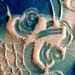 Dragon Family Scroll (detail) - Good Luck Fish (turquoise) relief print ceramic by Sharon Low